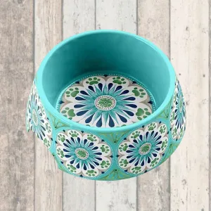 Carmel Turquoise Medallion Melamine Pet Bowl