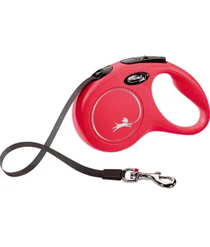 Flexi Classic Tape Dog Lead Retractable Leash 5m Red