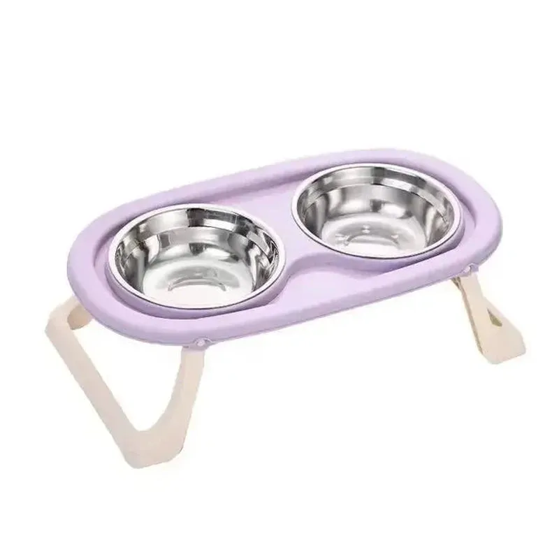 Foldable Double Pet Bowl with Stand