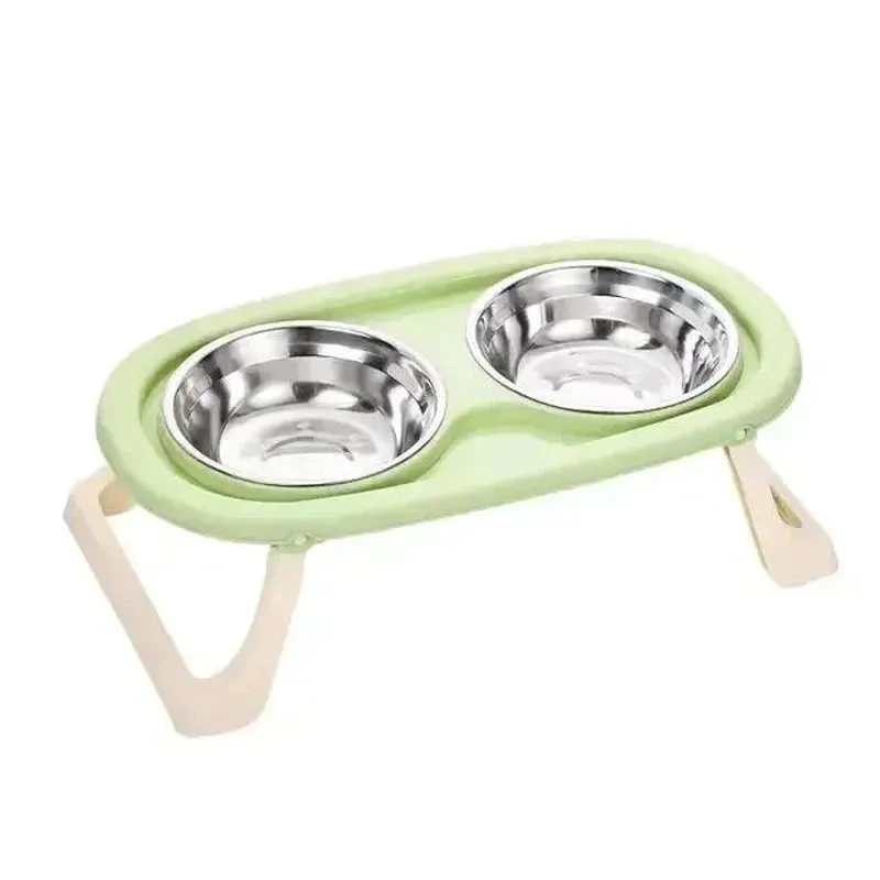 Foldable Double Pet Bowl with Stand