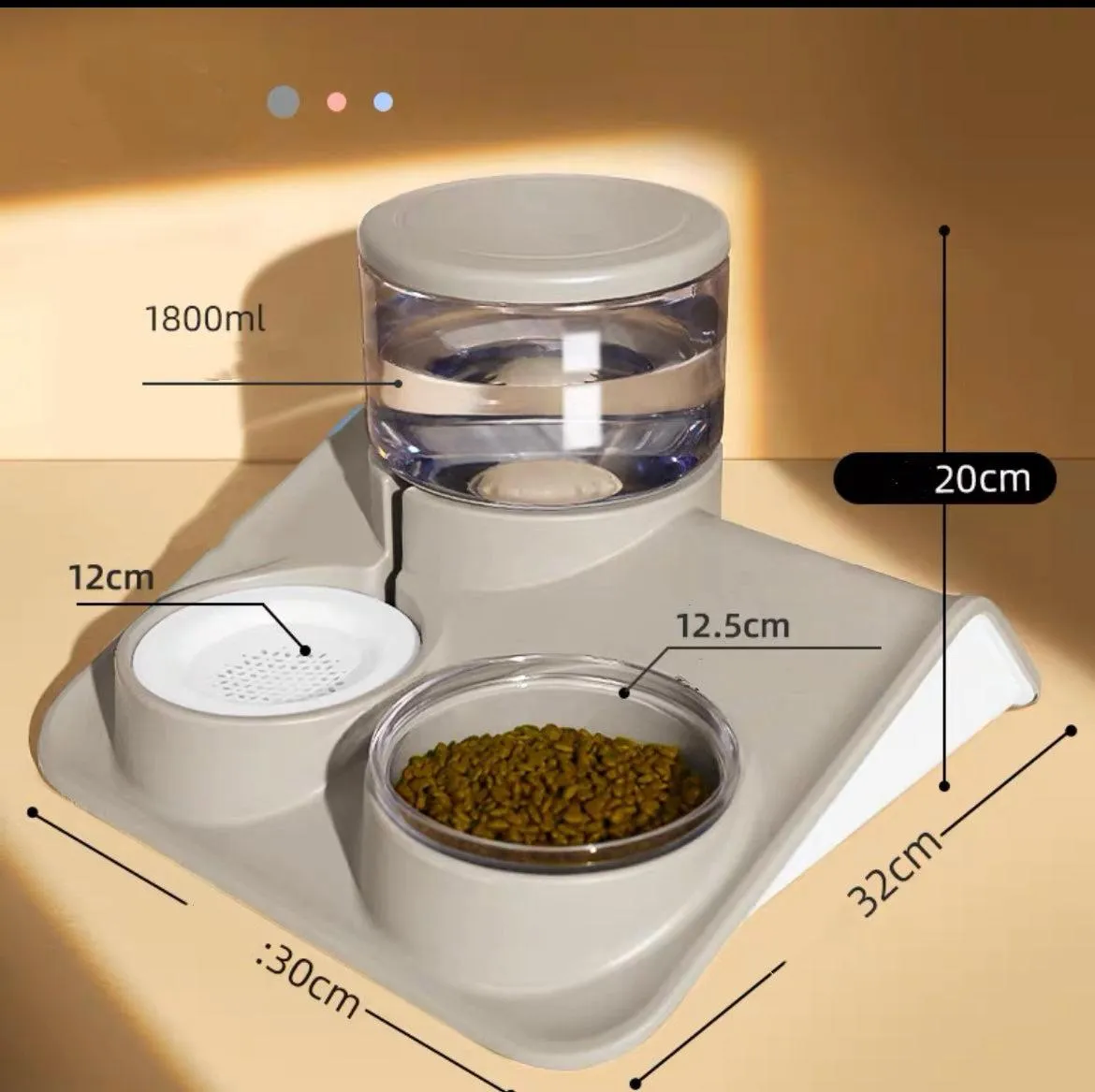 ITEEKE 1.8L Double Pets Bowl Water Food Feeder & Water Fountain