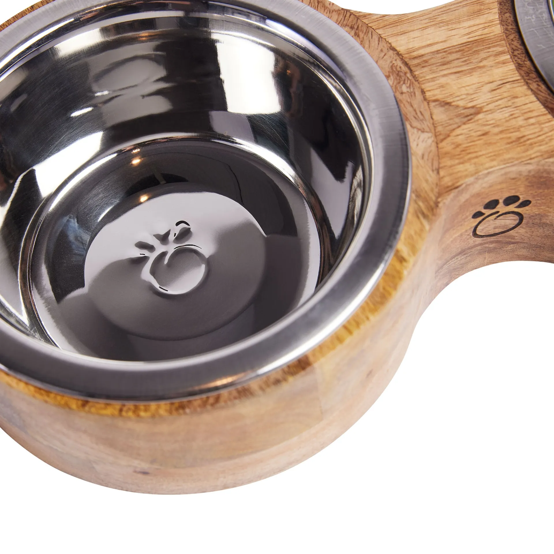 Wood & Metal Feeder Double Diner - Handcrafted Mango Wood Pet Feeder